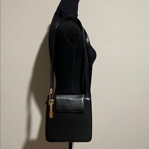 Valentino Orlandi Black Leather Crossbody Bag | Gold Hardware | Made in Italy
